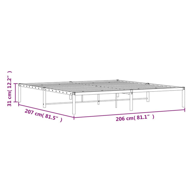 vidaXL Cadre de lit en métal Blanc 200x200 cm