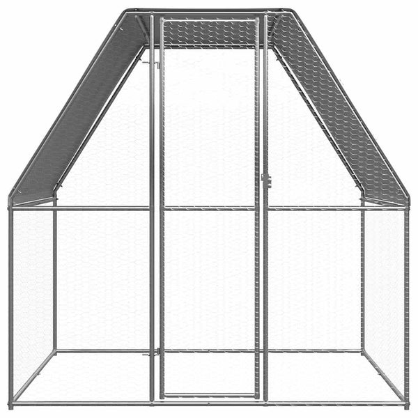Hühnerkäfig Silbern und Grau 2x2x2 m Verzinkter Stahl
