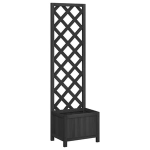 vidaXL Jardinière avec treillis Bois de sapin massif Noir