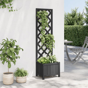 vidaXL Jardinière avec treillis Bois de sapin massif Noir