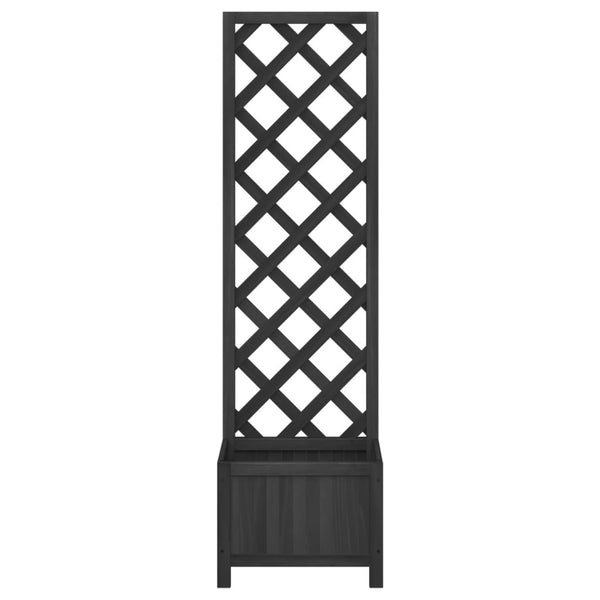 vidaXL Jardinière avec treillis Bois de sapin massif Noir