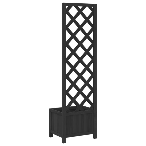 vidaXL Jardinière avec treillis Bois de sapin massif Noir