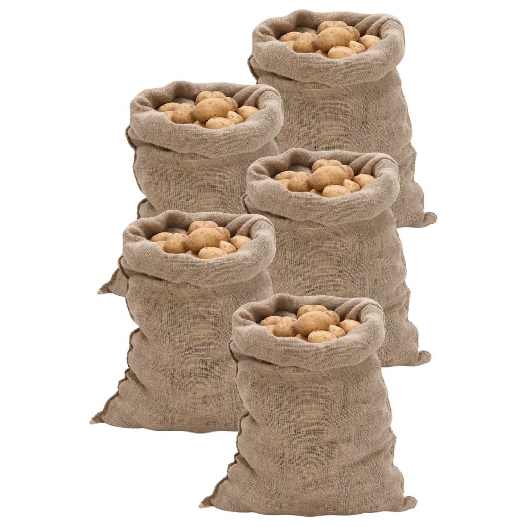 Jutesäcke 5 Stück 60 x 105 cm 100 % Jute 220 g/m²