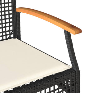 Gartenbank Schwarz Poly Rattan mit Kissen
