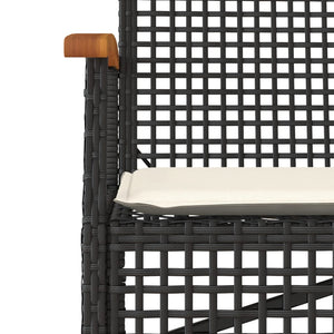 Gartenbank Schwarz Poly Rattan mit Kissen