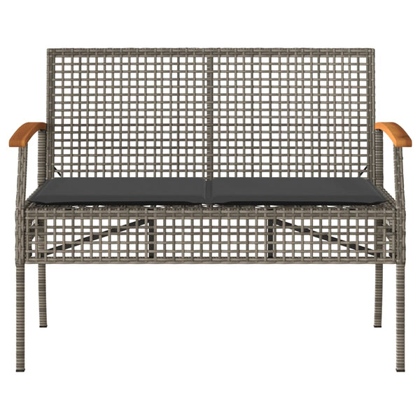 Gartenbank Grau Poly Rattan mit Kissen