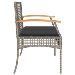 Gartenbank Grau Poly Rattan mit Kissen