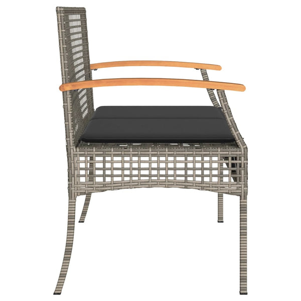 Gartenbank Grau Poly Rattan mit Kissen