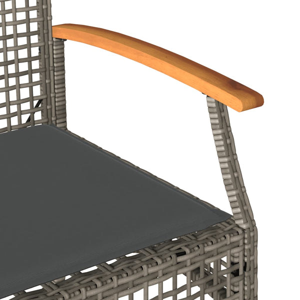 Gartenbank Grau Poly Rattan mit Kissen