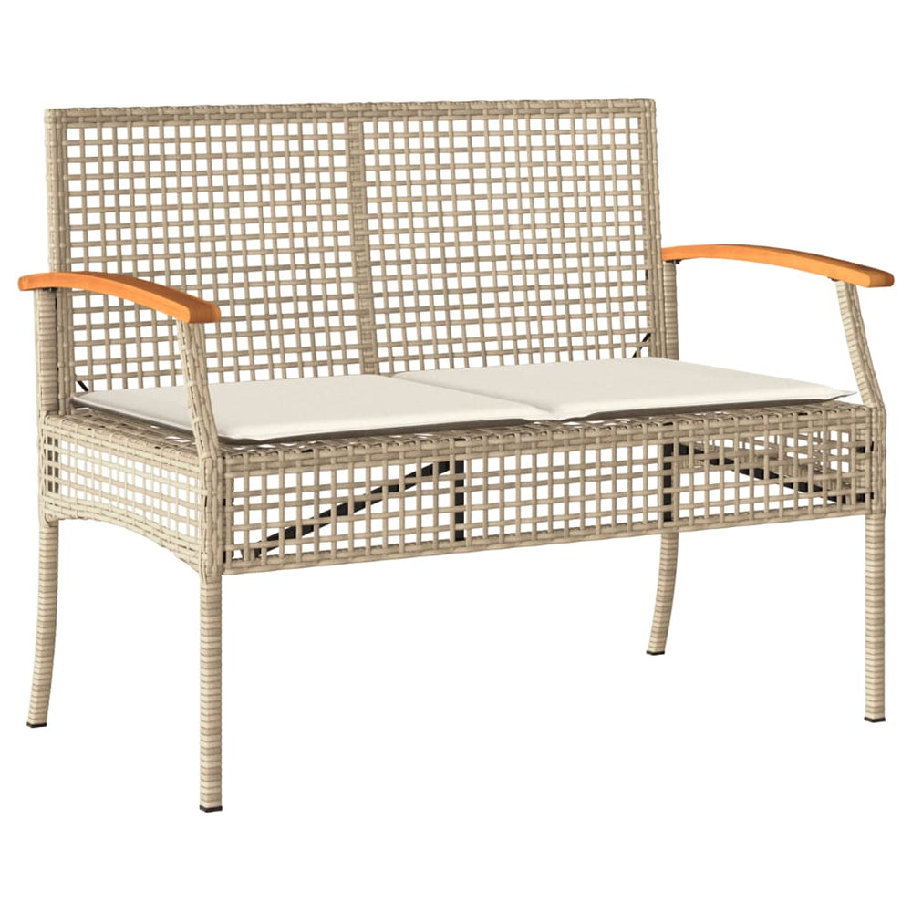 Gartenbank Beige Poly Rattan mit Kissen