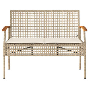 Gartenbank Beige Poly Rattan mit Kissen