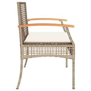 Gartenbank Beige Poly Rattan mit Kissen