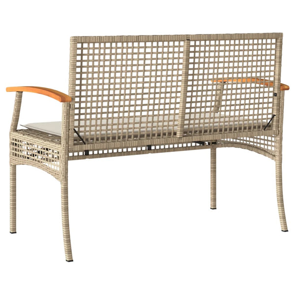 Gartenbank Beige Poly Rattan mit Kissen