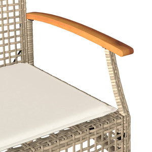 Gartenbank Beige Poly Rattan mit Kissen