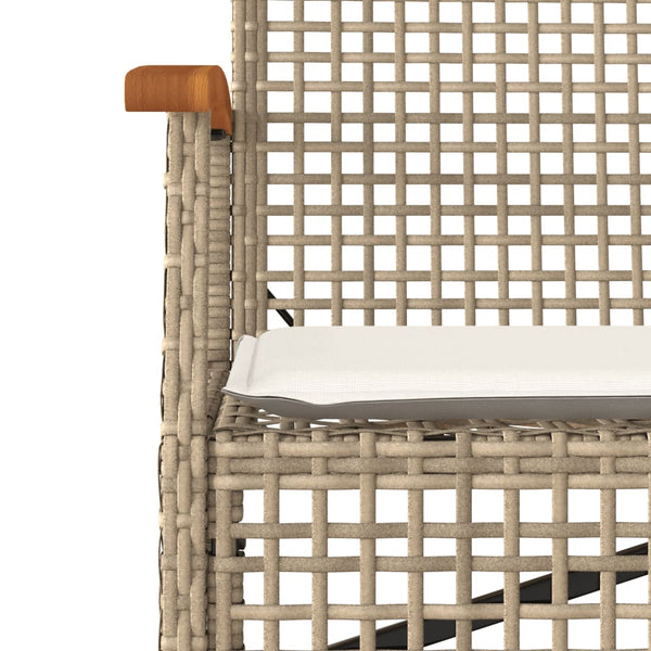 Gartenbank Beige Poly Rattan mit Kissen