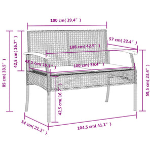 Gartenbank Beige Poly Rattan mit Kissen