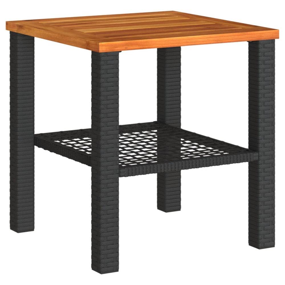 Schwarzer Gartentisch 40x40 cm Poly Rattan Akazie