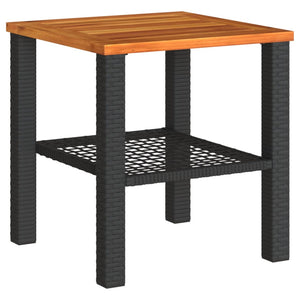 Schwarzer Gartentisch 40x40 cm Poly Rattan Akazie