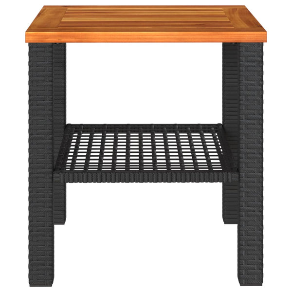 Schwarzer Gartentisch 40x40 cm Poly Rattan Akazie