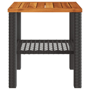 Schwarzer Gartentisch 40x40 cm Poly Rattan Akazie