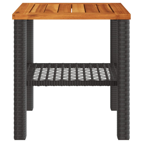 Schwarzer Gartentisch 40x40 cm Poly Rattan Akazie