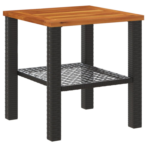 Schwarzer Gartentisch 40x40 cm Poly Rattan Akazie
