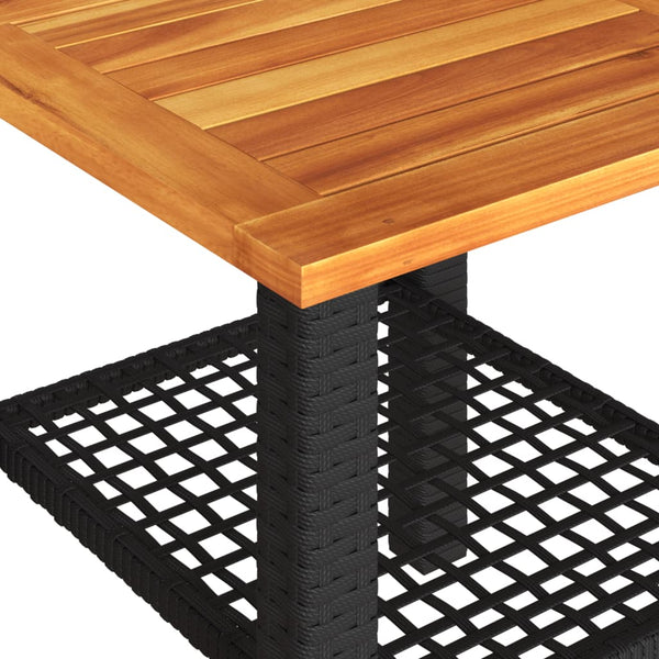 Schwarzer Gartentisch 40x40 cm Poly Rattan Akazie