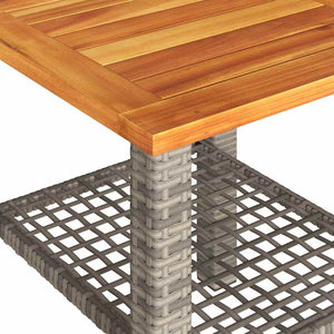 Gartentisch Grau 40x40 cm Poly Rattan