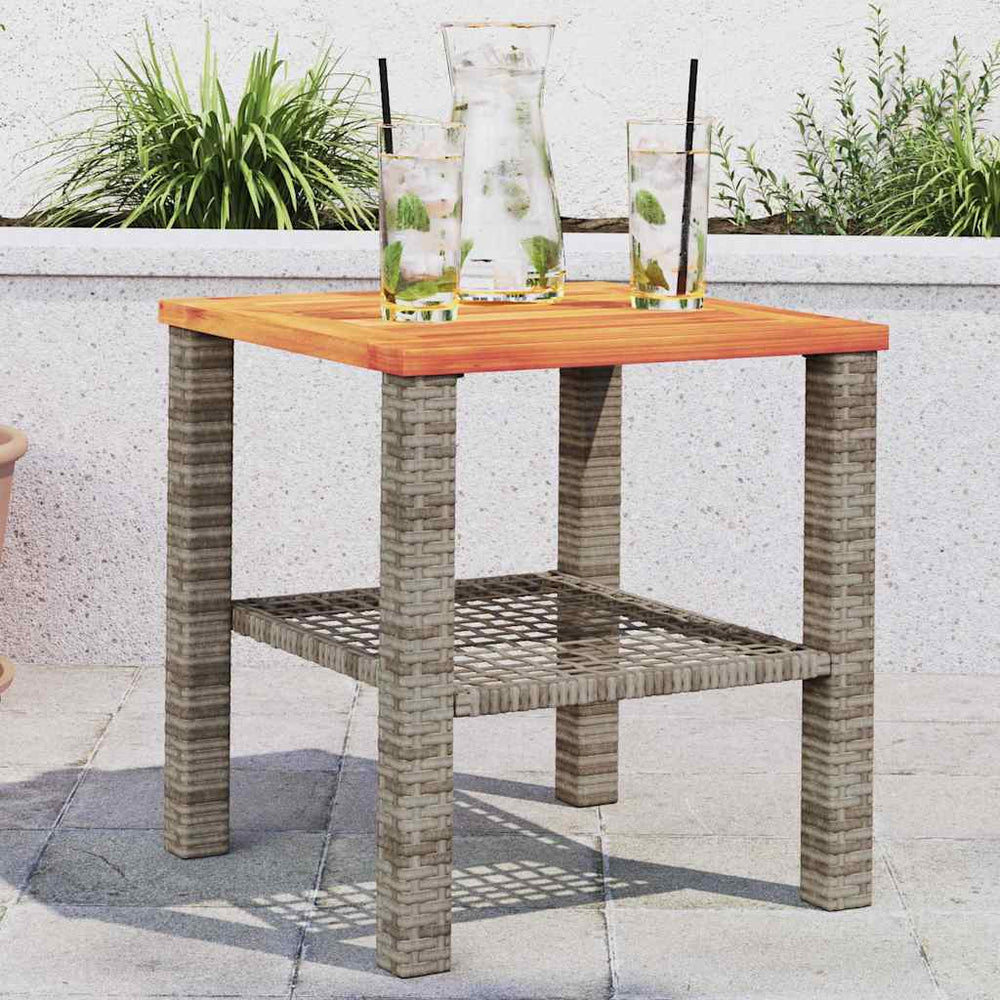 Gartentisch Grau 40x40 cm Poly Rattan