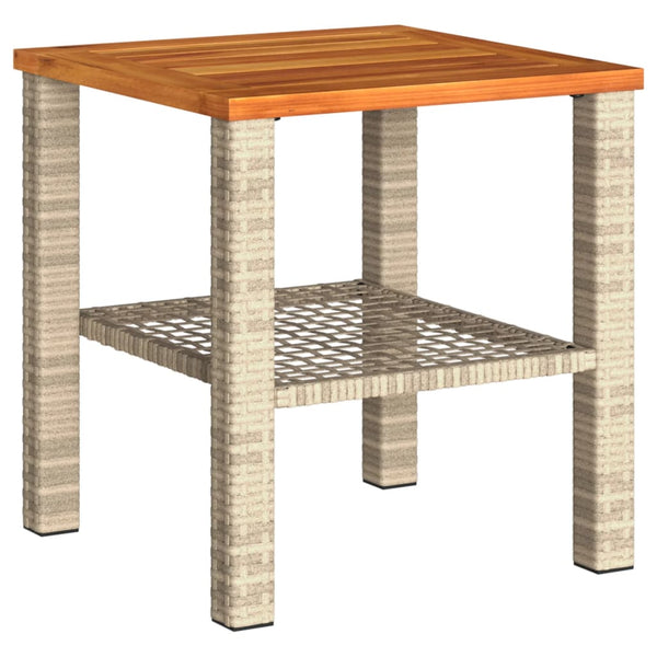 Beiger Gartentisch 40x40 cm Poly Rattan Akazie