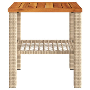 Beiger Gartentisch 40x40 cm Poly Rattan Akazie