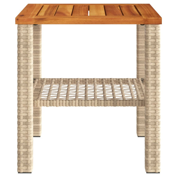 Beiger Gartentisch 40x40 cm Poly Rattan Akazie