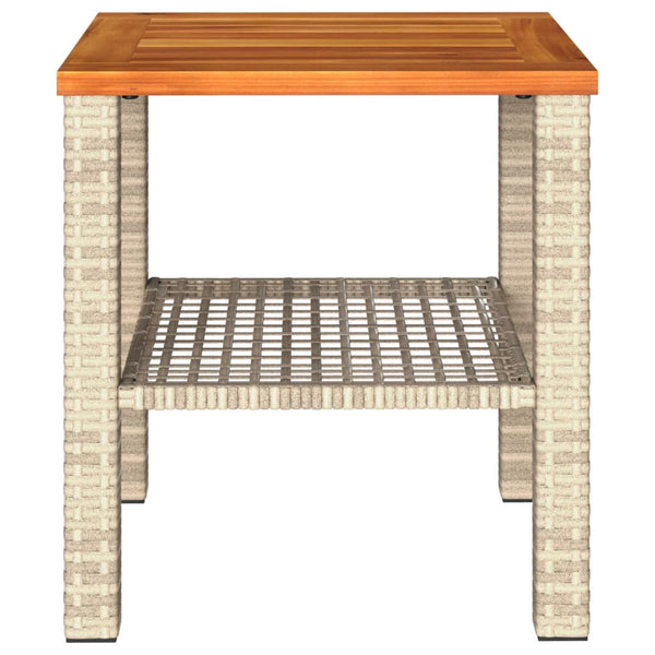 Beiger Gartentisch 40x40 cm Poly Rattan Akazie