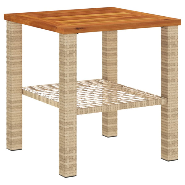 Beiger Gartentisch 40x40 cm Poly Rattan Akazie