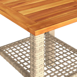 Beiger Gartentisch 40x40 cm Poly Rattan Akazie