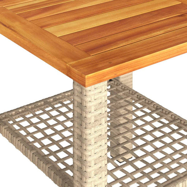 Beiger Gartentisch 40x40 cm Poly Rattan Akazie