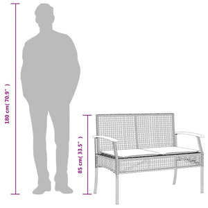 4-tlg. Garten-Lounge-Set mit Kissen Grau Poly Rattan