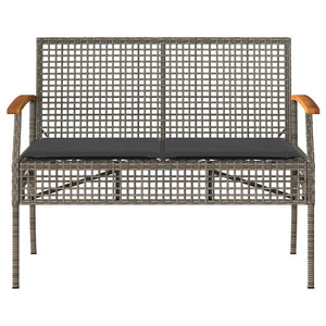 4-tlg. Garten-Lounge-Set mit Kissen Grau Poly Rattan