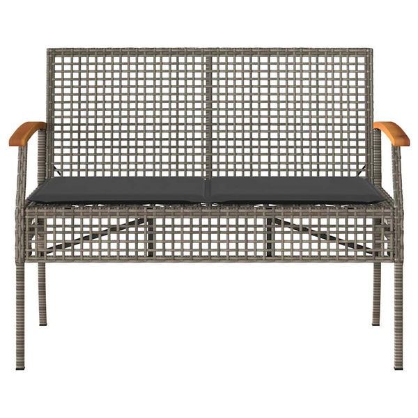 4-tlg. Garten-Lounge-Set mit Kissen Grau Poly Rattan