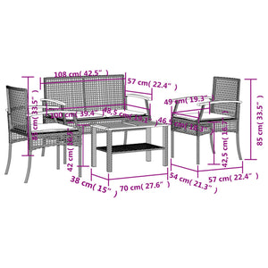 4-tlg. Garten Lounge Set Beige Poly Rattan