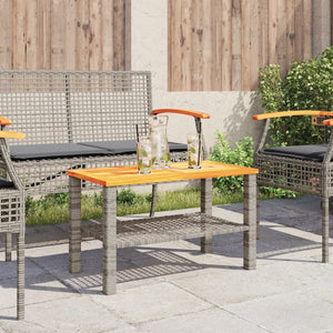 Gartentisch Grau Poly Rattan 70x42cm