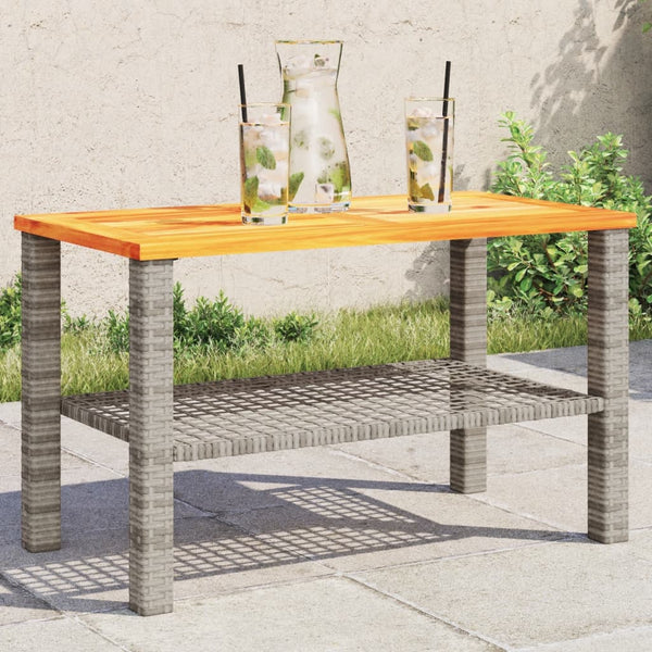 Gartentisch Grau Poly Rattan 70x42cm