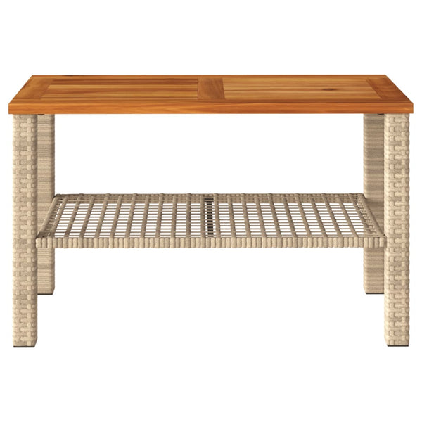 Beiger Gartentisch Poly Rattan Akazienholz 70x42cm