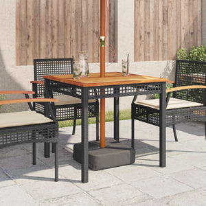 Schwarzer Gartentisch 80x80 cm Poly Rattan