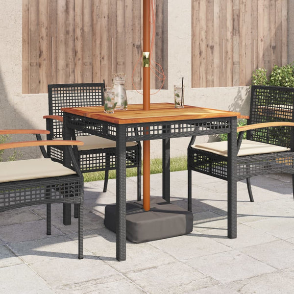 Schwarzer Gartentisch 80x80 cm Poly Rattan