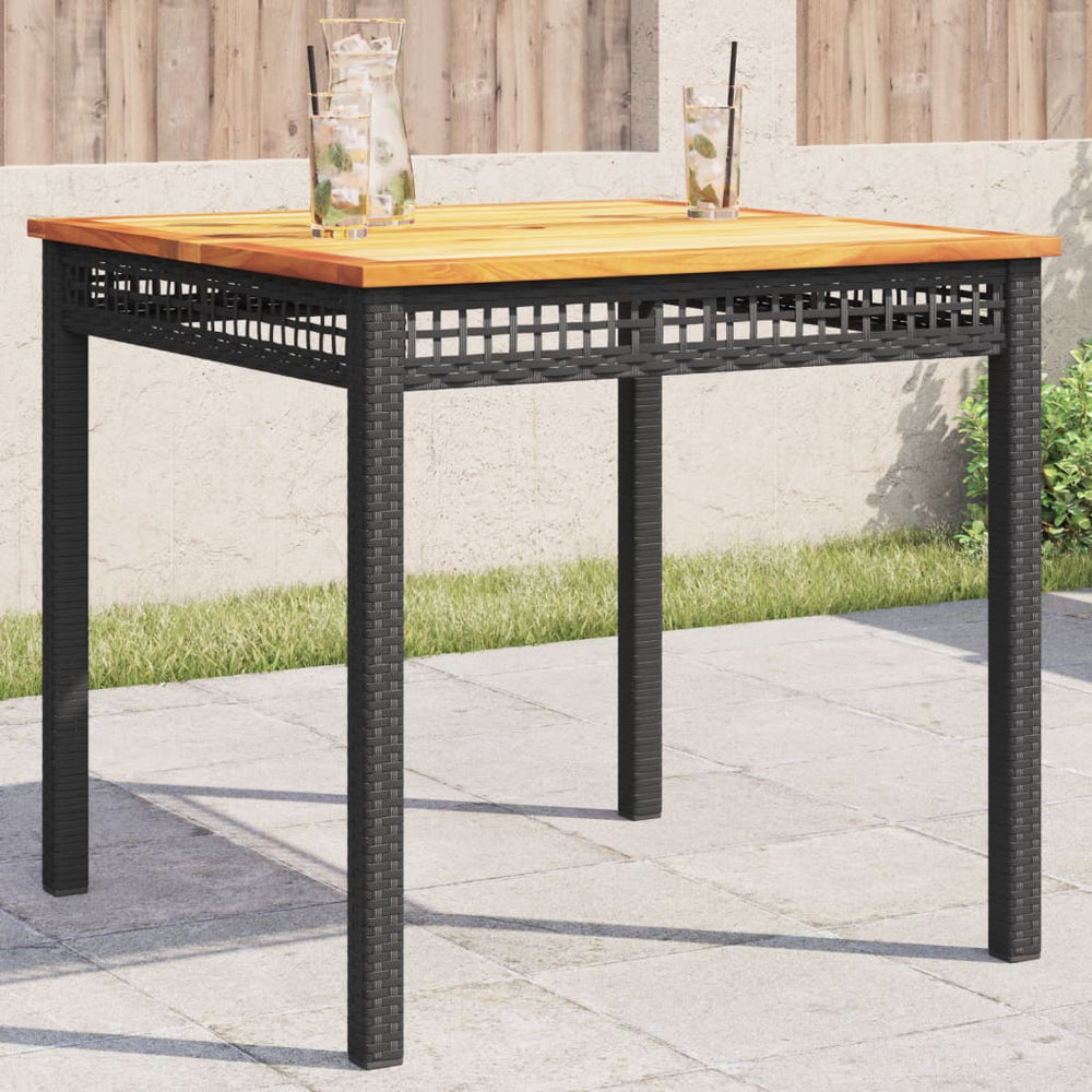 Schwarzer Gartentisch 80x80 cm Poly Rattan