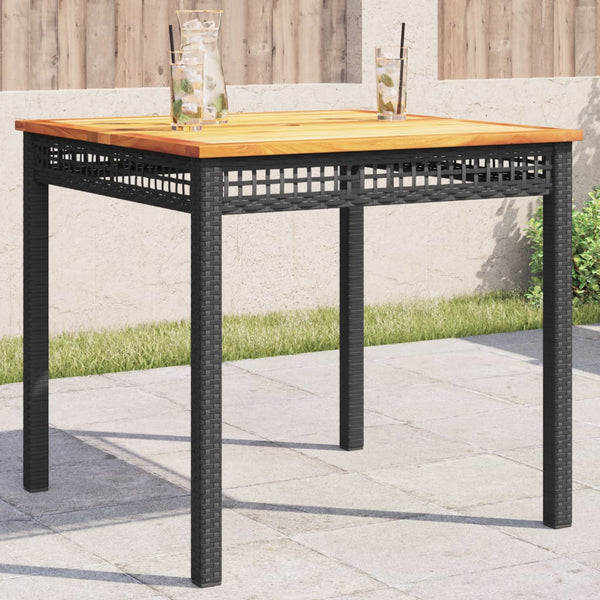 Schwarzer Gartentisch 80x80 cm Poly Rattan
