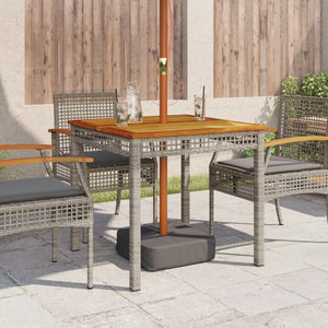 Gartentisch Grau 80x80 cm Poly Rattan Akazie