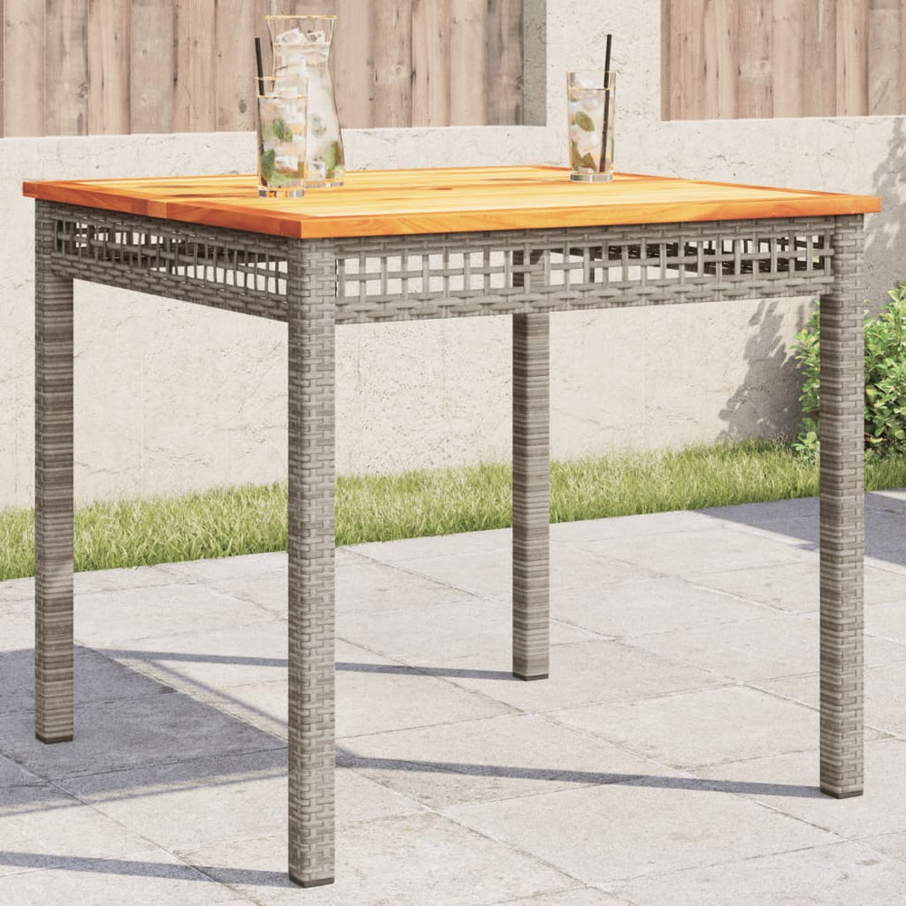 Gartentisch Grau 80x80 cm Poly Rattan Akazie