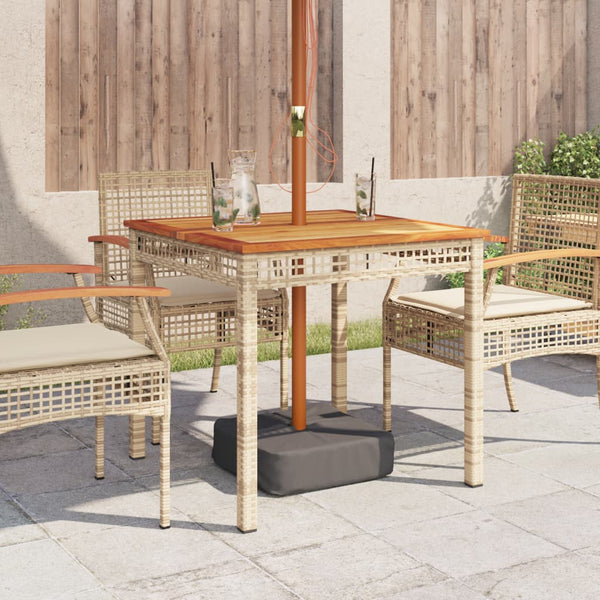 Beiger Poly Rattan Gartentisch 80x80 cm